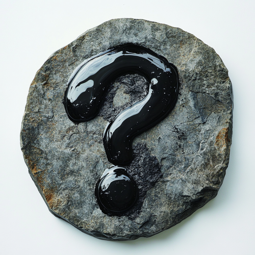 Shilajit in de vorm van een vraagteken op een stenen plaat